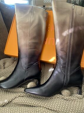Naturalizer Deesha ombré metallic wide calf tall boots 8.5 NEW leather!